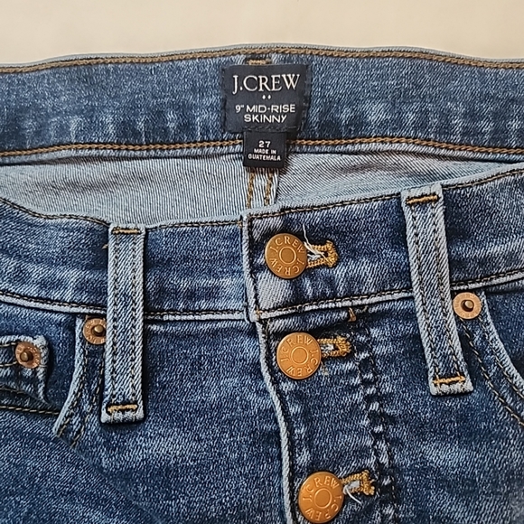 J CREW Women's 9" MID-Rise Skinny Button-Fly Jeans - Dark Wash - Sz 27 - Picture 8 of 9